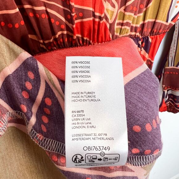 Anthropologie Floral Printed Satin Long Sleeve Wrap Midi Dress Size Small - Picture 11 of 11